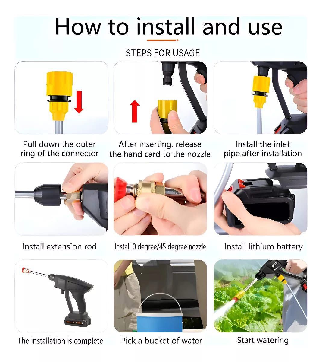Hidrolavadora 120V Pistola de Agua alta presion 35 Bar Potencia Inalambrica