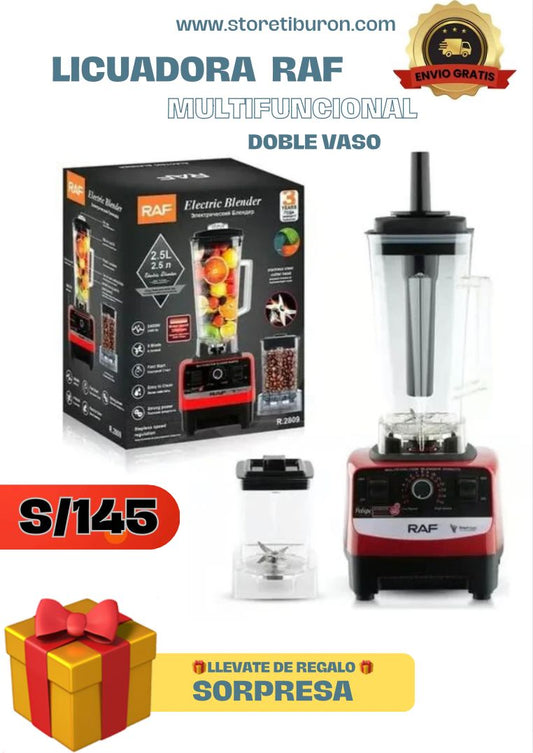 LICUADORA MULTIFUNCIONAL DOBLE VASO  RAF + SORPRESA