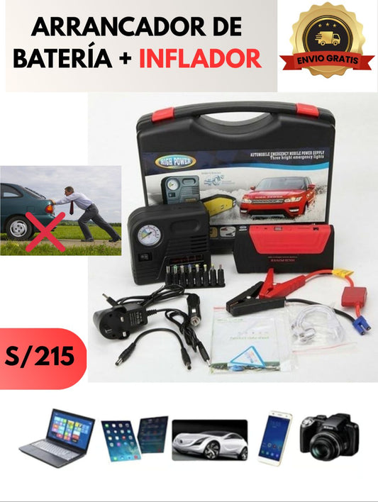 ARRANCADOR DE AUTOS + COMPRENSOR DE AIRE